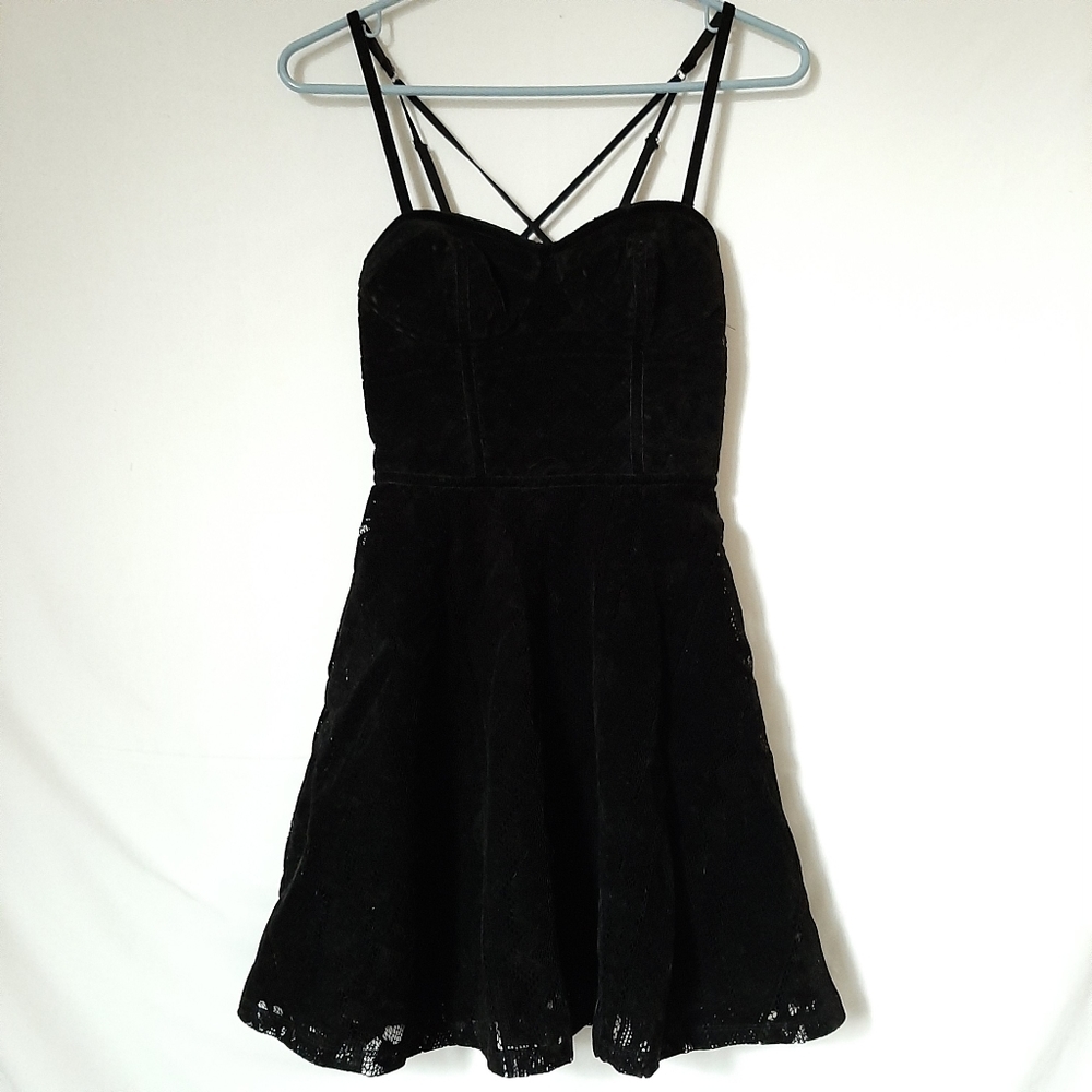 Hollister Black Strappy Fit and Flare Mini Dress